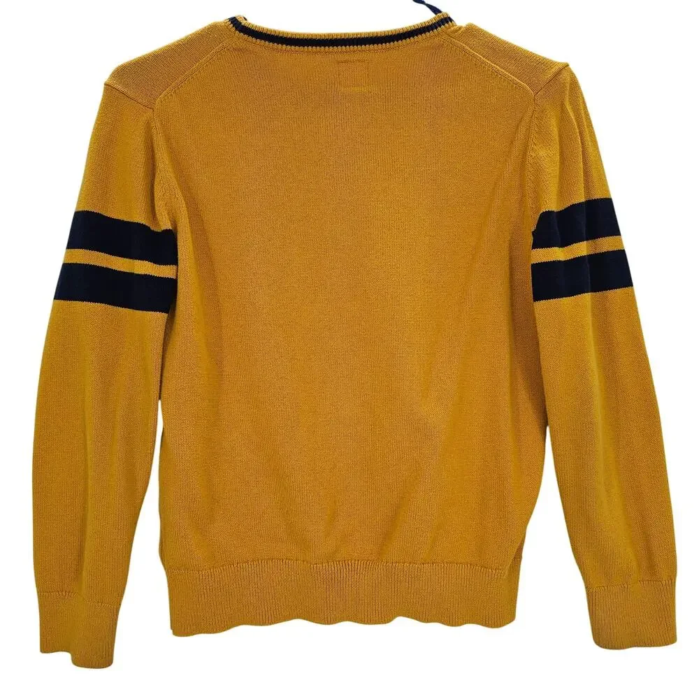Gap Kids Boys size L 10 Logo Cotton Crewneck Long Sleeve Sweater Yellow/Black